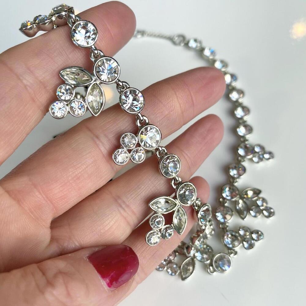 Givenchy Swarovski Crystal Cluster Collar Necklace Silver Tone NWT - Picture 3 of 7